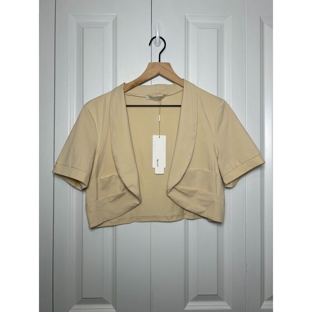 NWT Belle Poque Cream Short Sleeve Cropped Bolero Shrug Jacket - Large